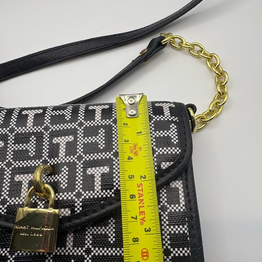 Tommy Hilfiger Black and White Geometric Old School Cellphone Crossbody Bag - Picture 8 of 8